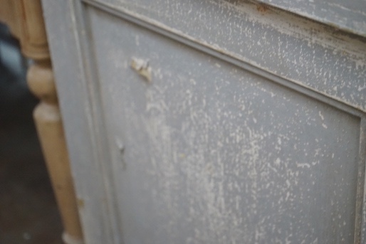 A painted pine and hardwood six door cabinet, width 124cm, depth 52cm, height 200cm